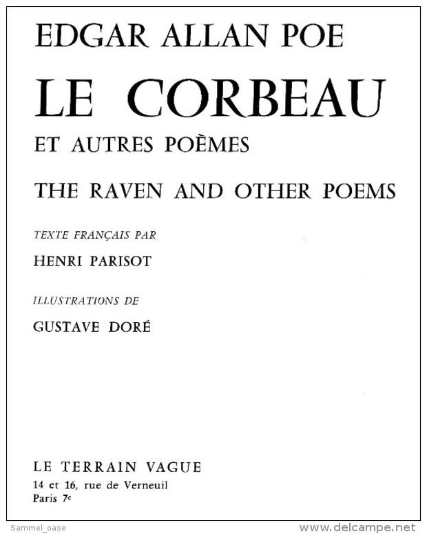 Edgar Allan Poe  -  Le Corbeau  -  Et Autres Poemes - The Raven And Other Poems - Texte Francais Par Henri Parisot - Französische Autoren