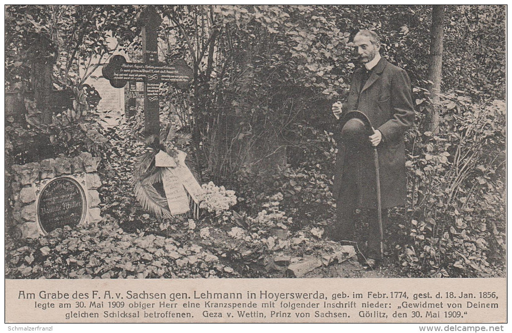 AK Hoyerswerda Friedhof Grab F. A. V. Sachsen Gen, Lehmann Geza V. Wettin Prinz König Königshaus Bei Wittichenau Lauta - Hoyerswerda