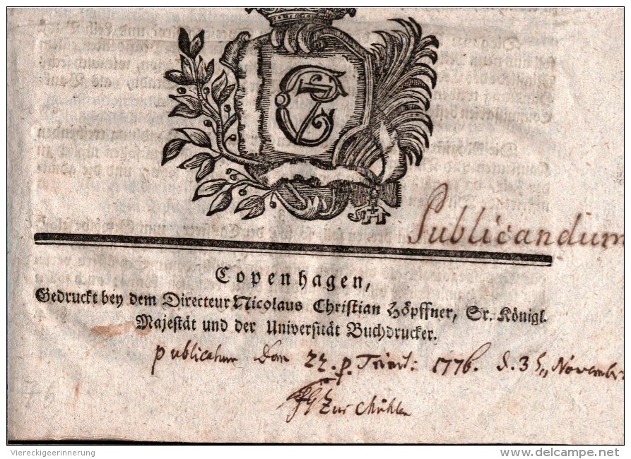 ! Seltene Verordnung, Errichtung D. Giro- Und Leihbank In Altona 1776, Kopenhagen, Sparkasse, Hamburg, Banking, Banque - [ 1] …-1871 : Etats Allemands