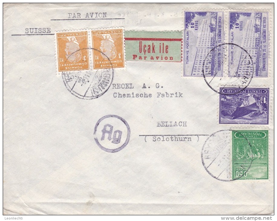 Beyo&#287;lu- Istanbul - Wien - Bellach 12.11. 1943, Par-avion. Zum:Paar 907+1005+1003+Paar 1053+ Beisteuermarke 60 - Lettres & Documents