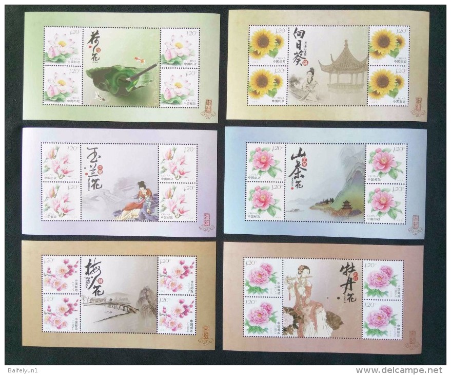 2011 China Stamps Songci And Flower  Six Special Sheets - Roses