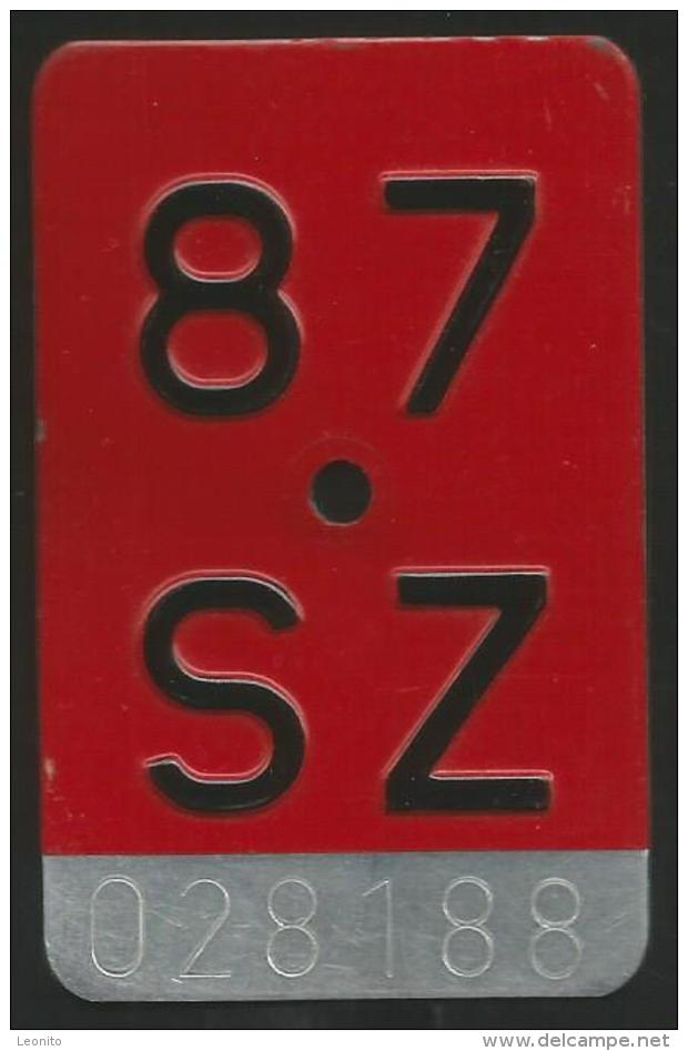 Velonummer Schwyz SZ 87 - Plaques D'immatriculation