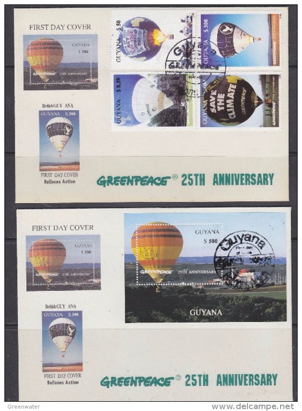 Greenpeace 1996 British Guyana Balloons Action 4v + M/s 2 FDC  (GPFDC105) - Luchtballons