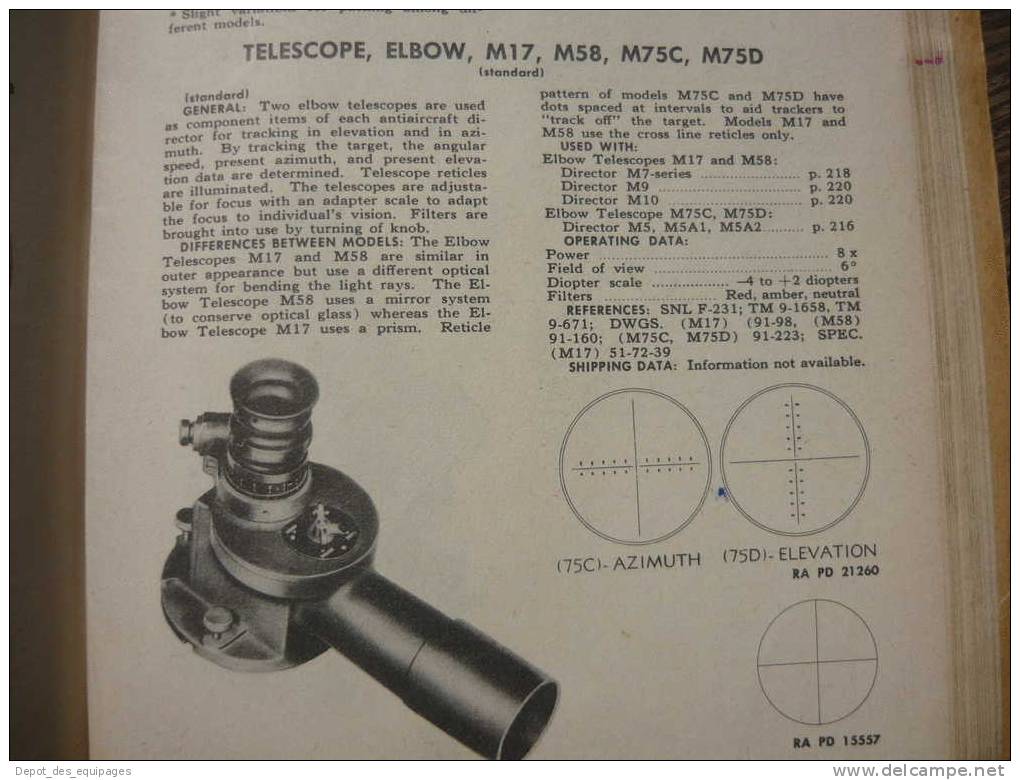 U.S.A Guerre 39-45 : Optique TELESCOPE ELBOW M.17 - Optics