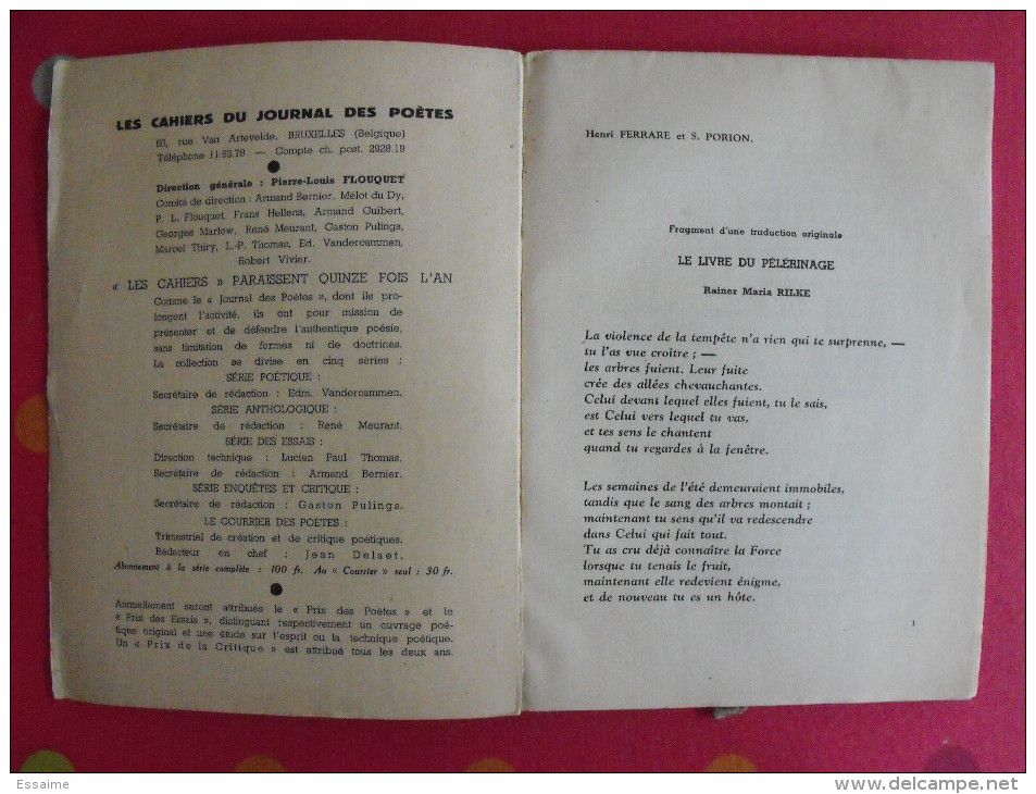 Courrier Des Poètes N° 9. 1938. Jean Delaet. Adam Aubrey Carème Ferrare Flouquet Marcou Poirion Rouzed - Autres & Non Classés