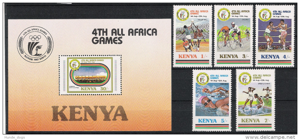 Kenia Kenya 1987 Mi# 404-408 Bl. 32 ** MNH Sport Afrikanische Spiele 4th African Games Kasarani - Kenia (1963-...)