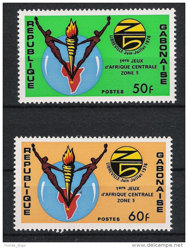 Gabun Gabonaise Gabon 1976 Mi# 592-93 ** MNH Sport Afrikanische Spiele 1th African Games Libreville - Gabun (1960-...)