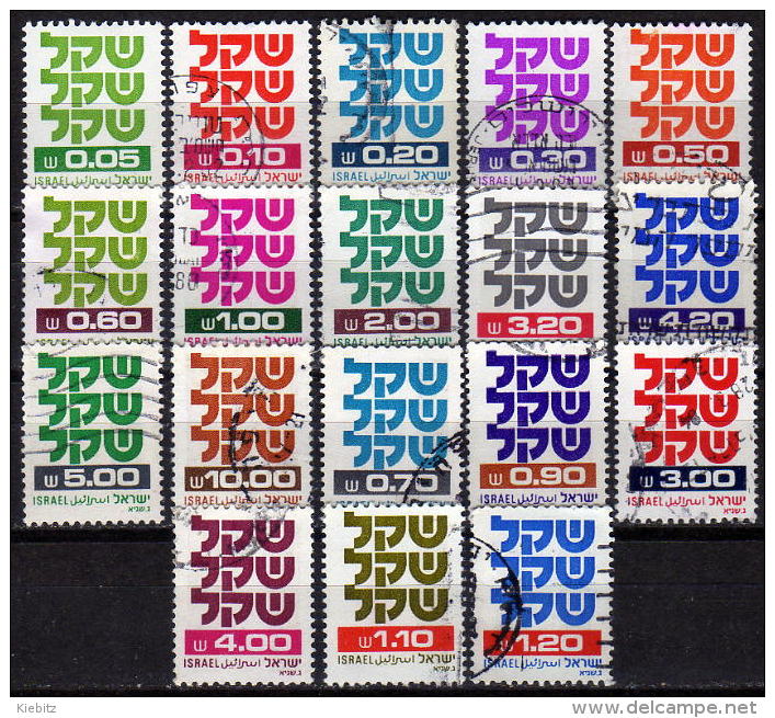 ISRAEL 1980 - MiNr: 829-879 Lot Schekelausgaben 18 Verschiedene  Used - Gebraucht (ohne Tabs)