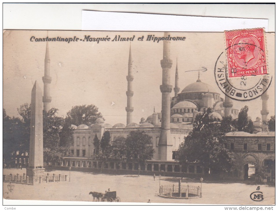 POSTCARD BRITISH CONSTANTINOPLE MOSQUEE AHMED ET HYPPODROME TO ANVERS BELGIE  / 7641 - Levant Britannique