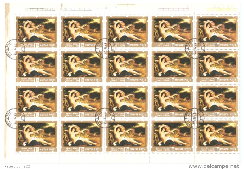 Hungary 1974 SG 2898 Nude Paintings (20) - Full Sheets & Multiples