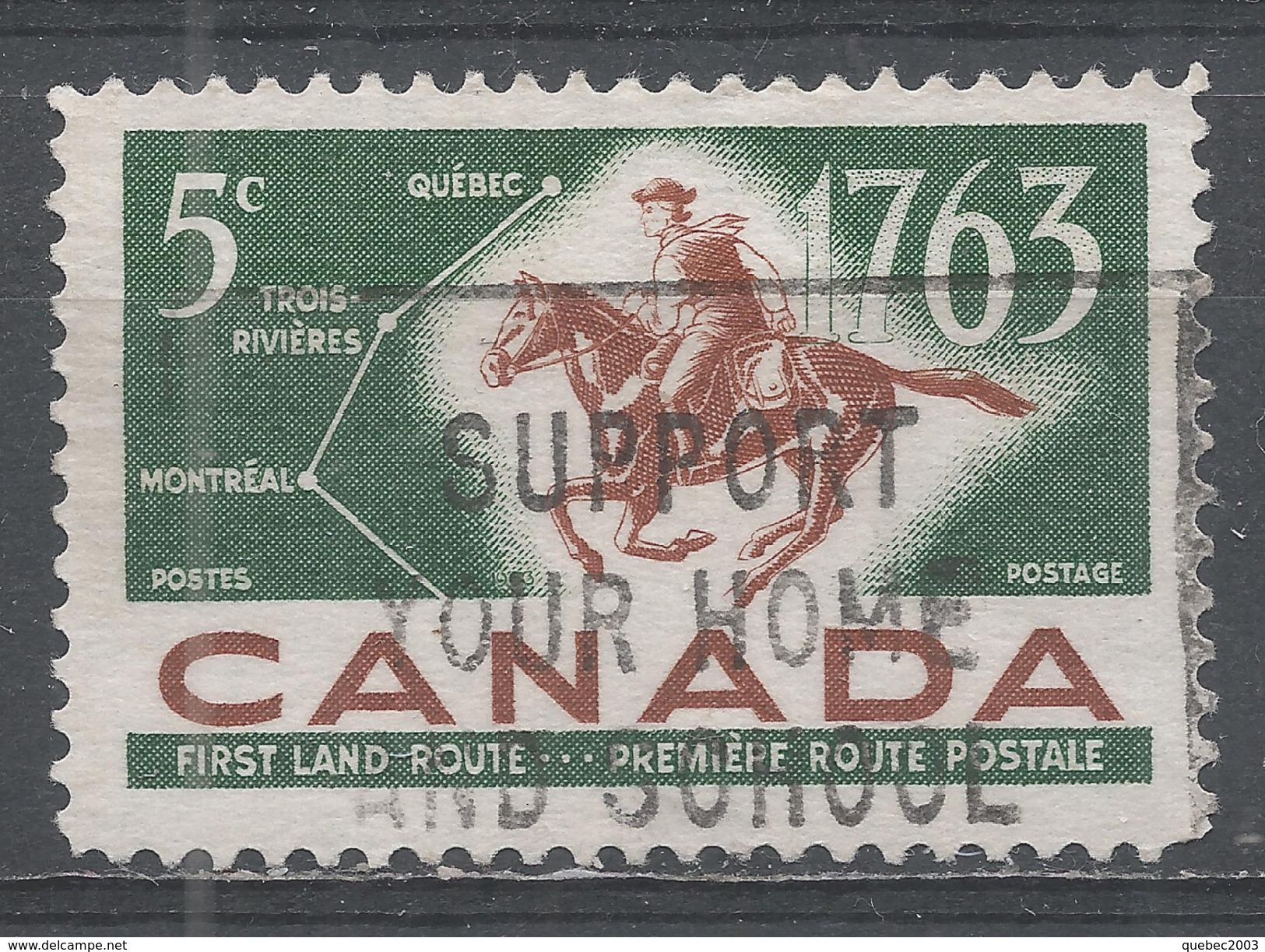Canada 1963. Scott #413 (U) Postrider And First Land Mail Routes ** Complet Issue - Oblitérés