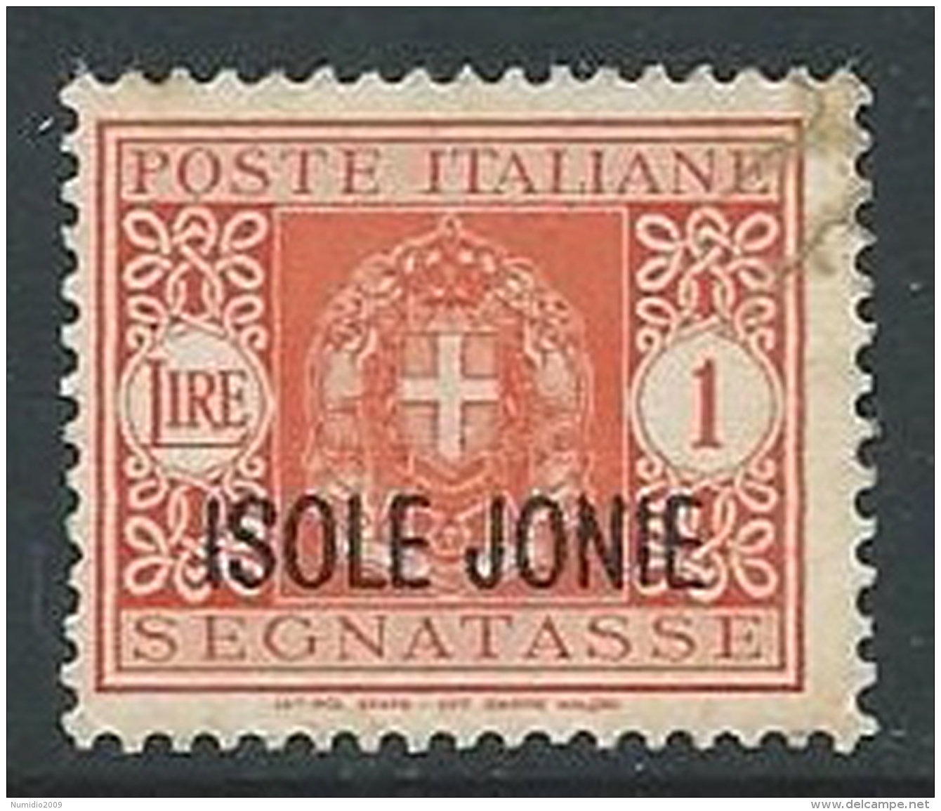 1941 ISOLE JONIE USATO SEGNATASSE 1 LIRA - M25-2 - Îles Ioniennes