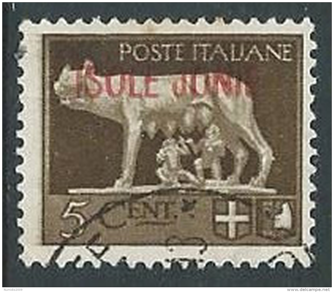 1941 ISOLE JONIE USATO LUPA 5 CENT - M25-2 - Îles Ioniennes