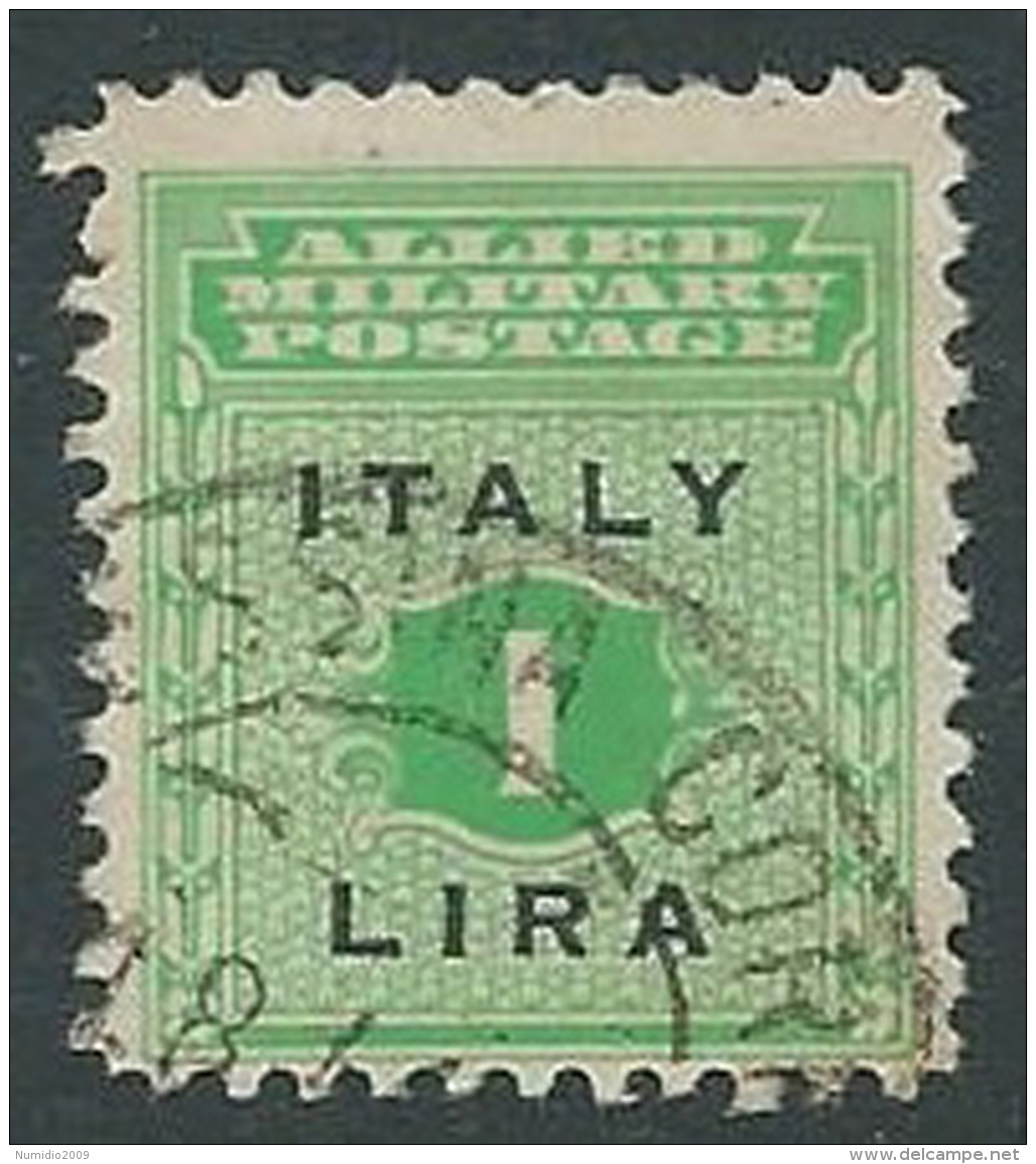 1943 OCCUPAZIONE ANGLO AMERICANA SICILIA USATO 1 LIRA - M29-7 - Occ. Anglo-américaine: Sicile