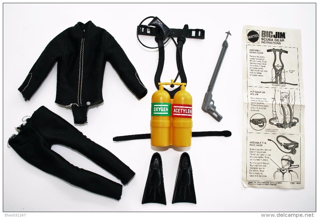 Vintage BIG JIM - ACTION FIGURE PARTS - SCUBA GEAR SET - Mattel 1971 - Action Man - Action Man