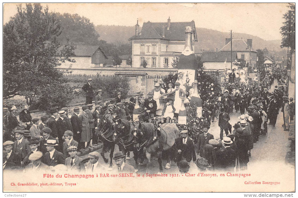 10-BAR-SUR-SEINE- FËTE DE CHAMPAGNE, LE 4 SEPTEMBRE 1921 CHAR D'ESSOYES - Bar-sur-Seine