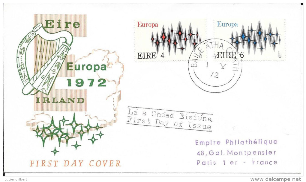 IRLANDE  -  TIMBRE N° 278/279  -     EUROPA       -  1972  -   FDC - FDC