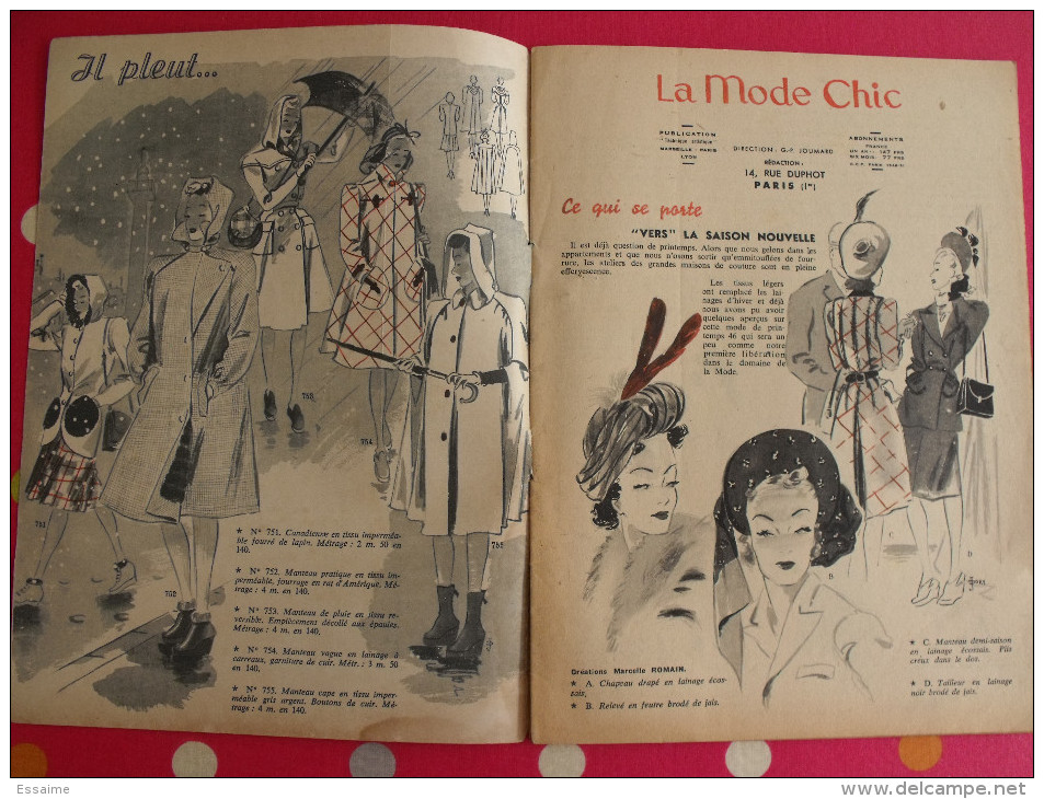2 Revues "la Mode Chic". 1946. Féminine Mode Chapeaux Robes Tricot Haute Couture - Fashion