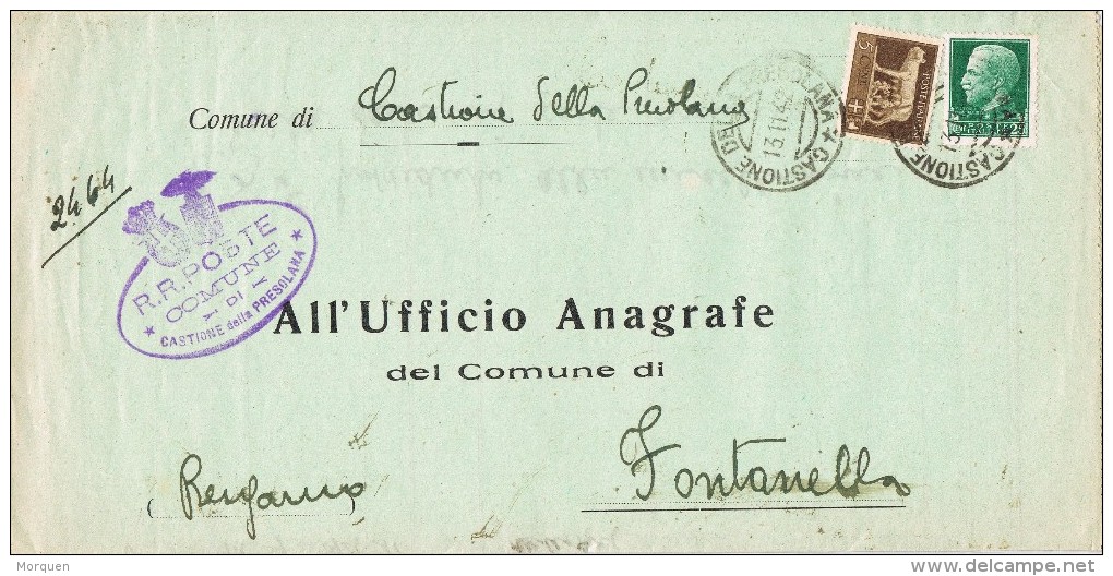 18898. Carta Impresos Servicio CASTIONE Delle PRESOLANA (Bergamo) 1942 - Storia Postale