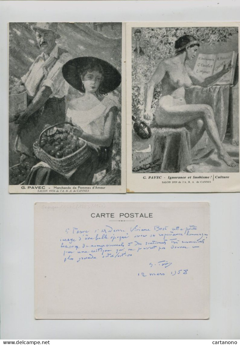 Georges PAVEC Peintre - 3 Cartes Autographes - Salon De Cannes - Peintres & Sculpteurs