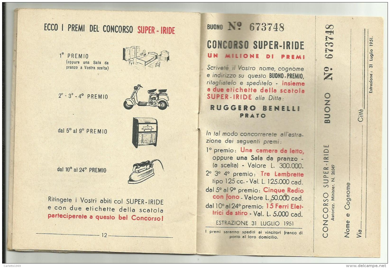 SUPER IRIDE TINTA PER VESTITI 1951 LIBRETTO - Autres & Non Classés