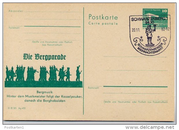 WEIHNACHTSMARKT 1982 Auf DDR P84-7a-82 C7-b Postkarte Zudruck BERGPARADE Schwarzenberg - Navidad