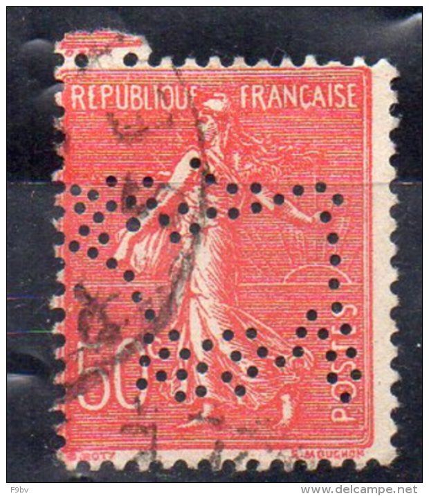 N°199 - Type Semeuse Lignee - 50 C Rouge  -  Perforé  VACHE - Autres & Non Classés