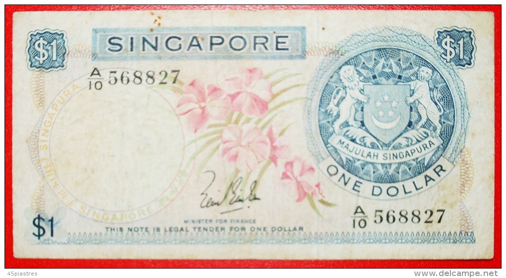 § ORCHID: SINGAPORE &#9733; 1 DOLLAR (1967)! FIRST ISSUE! LOW START&#9733; NO RESERVE! - Singapour