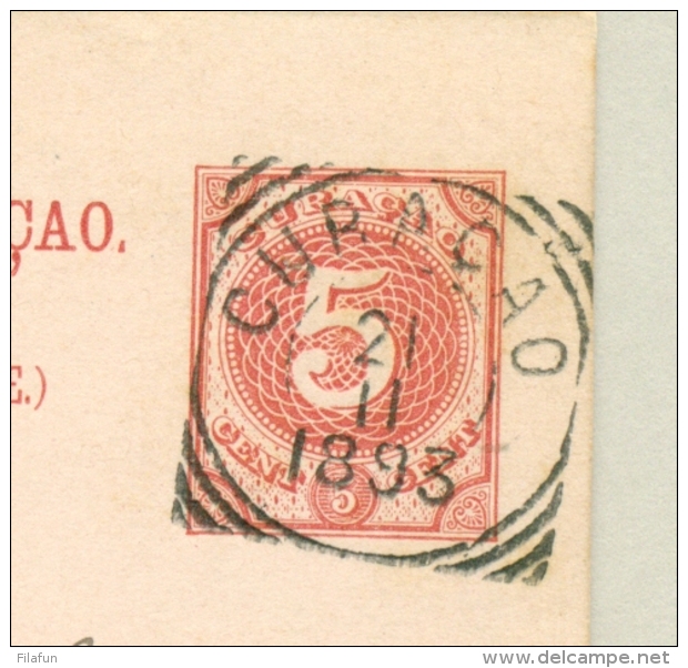 Curacao - 1893 - 5+5c Cijfer - Briefkaart G12 Van Curacao Naar Thun / Schweiz - Curaçao, Nederlandse Antillen, Aruba