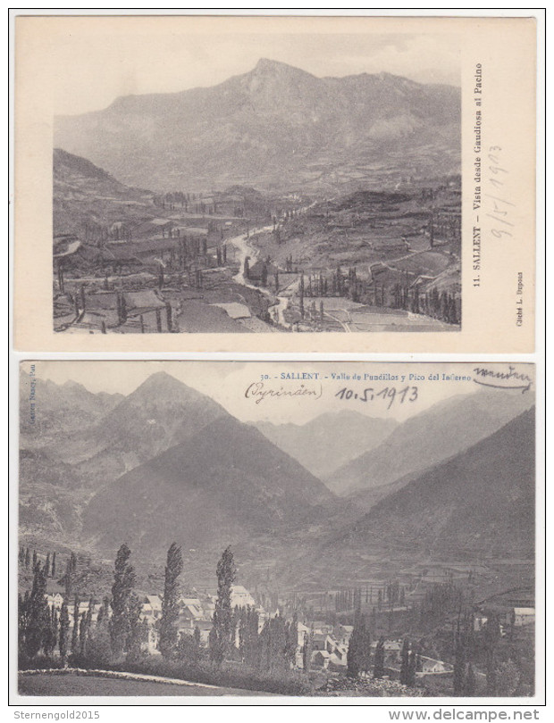 Sallent De Gallego (2 Postcards, 1x With Stamp) 1913 - Huesca