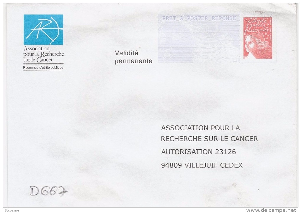 D0667 Entier / Stationery / PSE - PAP Réponse Luquet - Association Pour La Recherche Sur Le Cancer - Lot 0400728 - Prêts-à-poster:Answer/Luquet