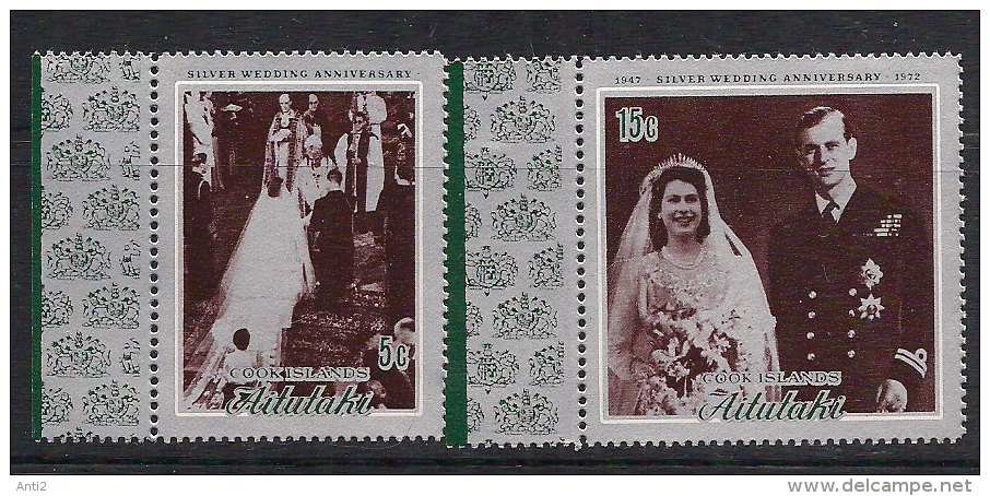 Aitutaki 1972 Silver Wedding, Mi  44-45 MNH(**) - Aitutaki