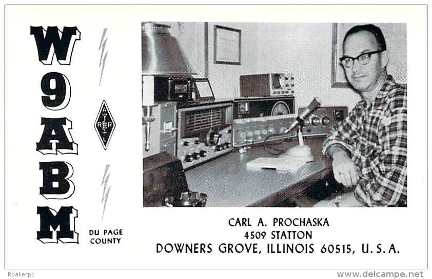 Amateur Radio QSL - W9ABM - Downers Grove, IL -USA- 1977 - 2 Scans - Radio Amateur