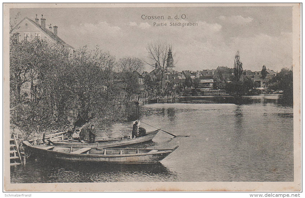 AK Crossen Krossen Oder Krosno Odrzanskie Partie Stadtgraben Hafen Fähre Stara Odra ? Bei Alt Rehfeld Gersdorf Grünberg - Neumark