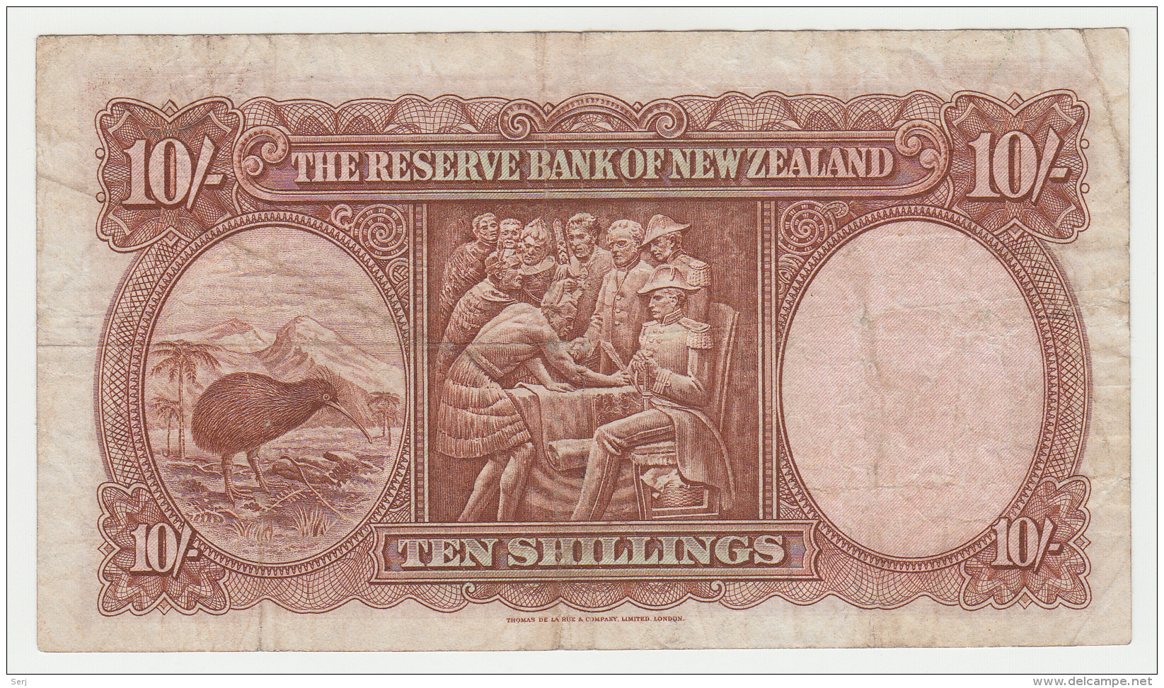 New Zealand 10 Shillings 1940 - 1955 VF Pick 158a 158 A (HANNA) - Neuseeland