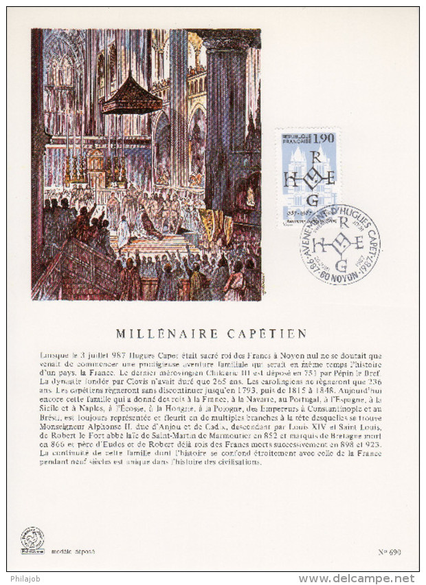 FRANCE 1987 : Encart Philatélique 1er Jour " MILLENAIRE CAPETIEN " N° YT 2478. - Autres & Non Classés