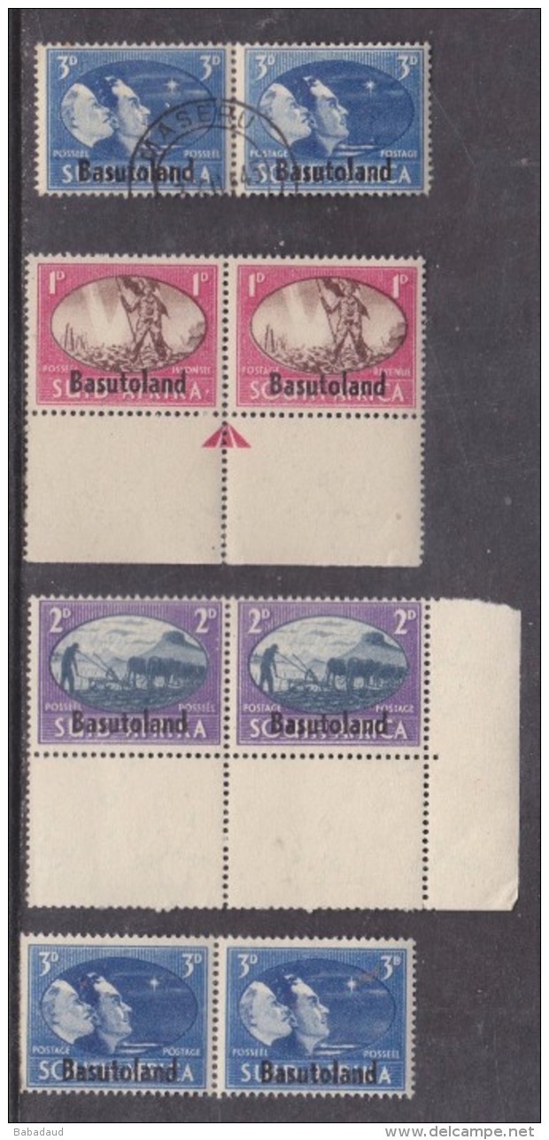 Basutoland, 1945 Victory      3d Pair Used, Set Of 3 Pairs MNH ** - 1933-1964 Crown Colony