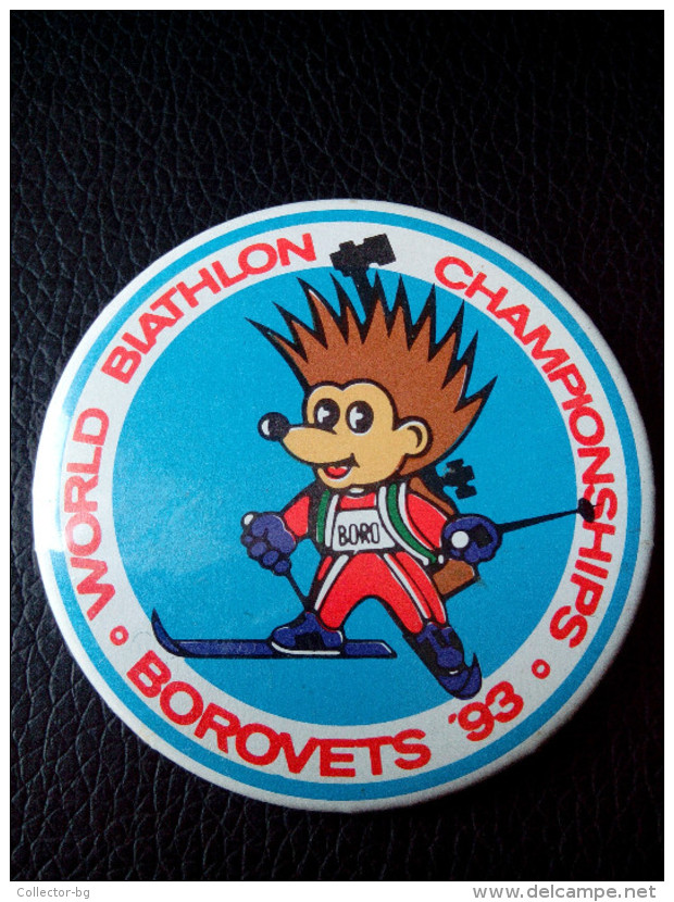 RARE WORLD BIATHLON CHAMPIONSHIPS 1993 BULGARIA BIG SIZE 5CM. BOROVETC BADGE PIN LOGO - Biathlon