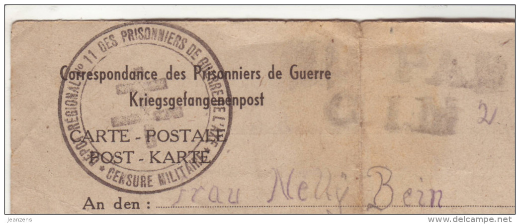 Correspondance De PG Dépôt Régional N°11 -Censure Militaire - Camp Pasteur Lens écrite Le 27.07.1944--> Allemagne Lager - WW II