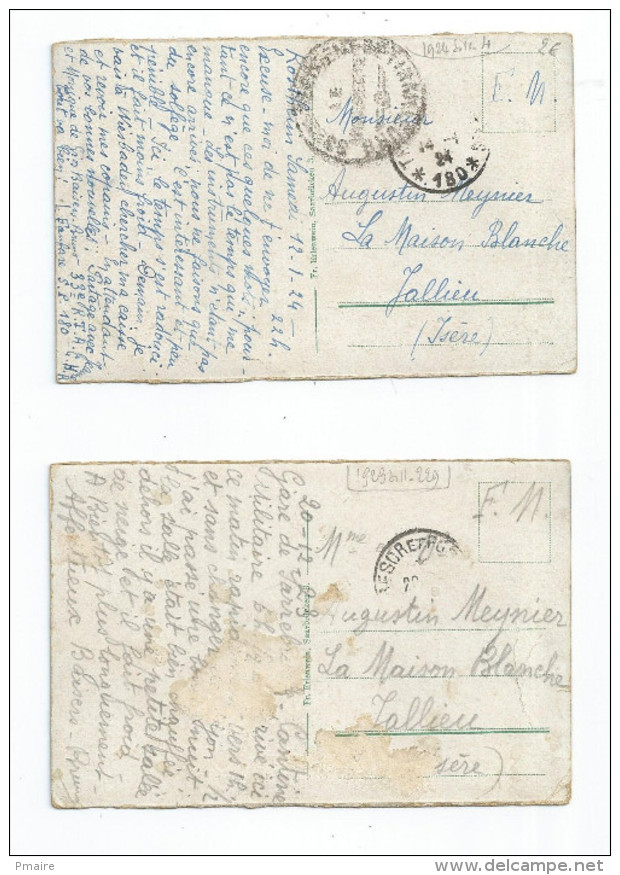 CPA Allemagne 2 Cartes Sarrebruck Saarbrucken 1924 Pour Meynier à Jallieu - Saarbruecken