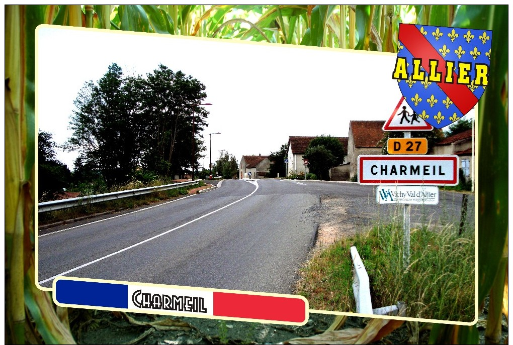 Postcard, Communes Of France, Charmeil, Allier 2 - Cartes Géographiques