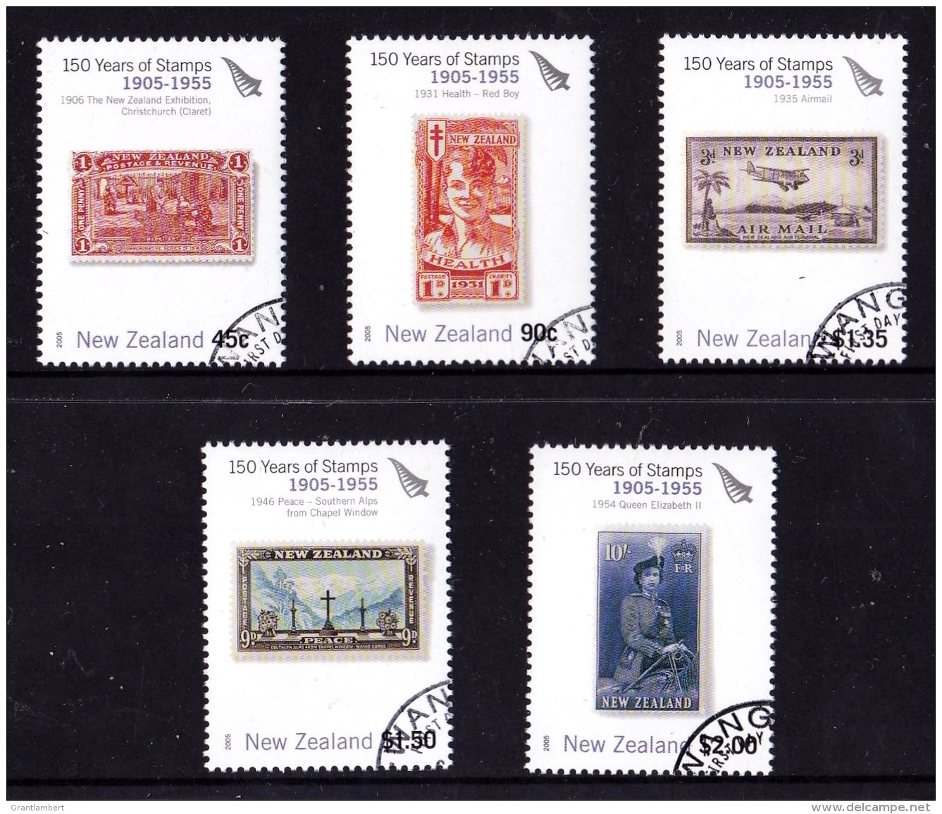 New Zealand 2005 150 Years Of Stamps 1905 - 1955 Set Of 5 CTO - Used Stamps