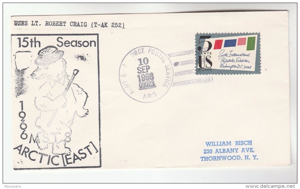 ARCTIC COVER - MST 8 ARCTIC EAST 1968  -  USNS US FORCES COVER Usa Stamps Ship Bear Polar - Polar Ships & Icebreakers