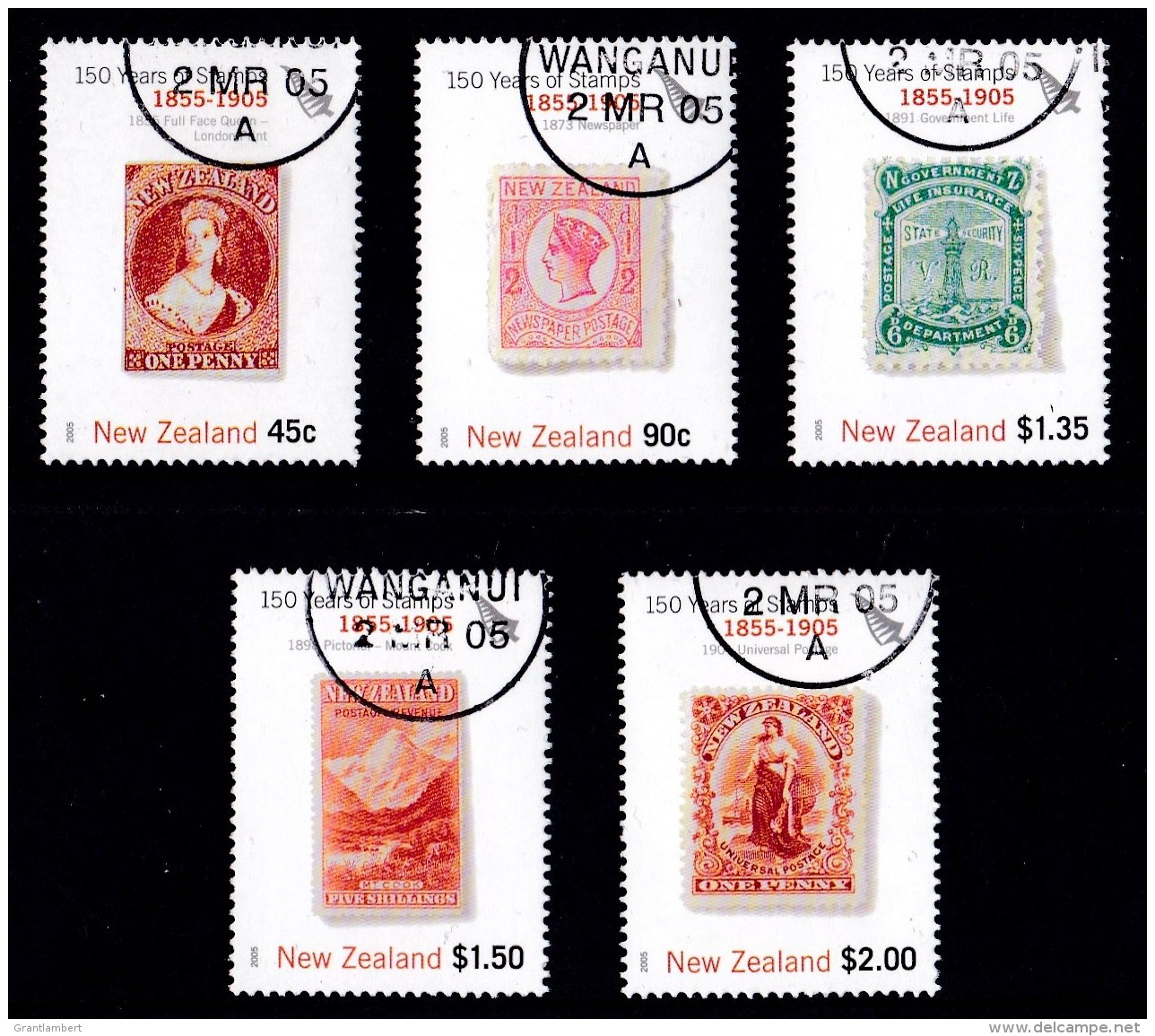 New Zealand 2005 150 Years Of Stamps 1855 - 1905 Set Of 5 CTO - Used Stamps