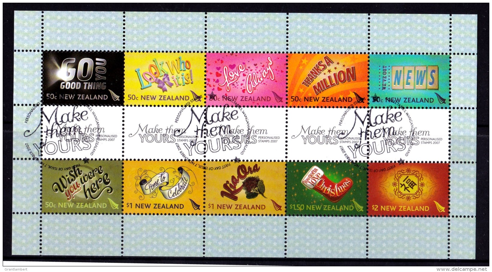 New Zealand 2007 Personalised Stamps - Make Them Yours Minisheet CTO - Used Stamps