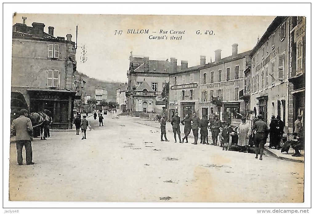 BILLOM  (cpa 63)  Rue Carnot  - G. D'O. - Restaurant Café TIXIER - CELLERIER - -- L 1 - Other & Unclassified