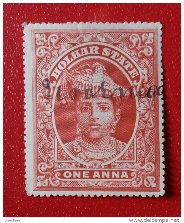 "INDORE", Holkar Princely State, Fiscal, Revenue, 1 Anna, India, Used, As Per Scan - Holkar