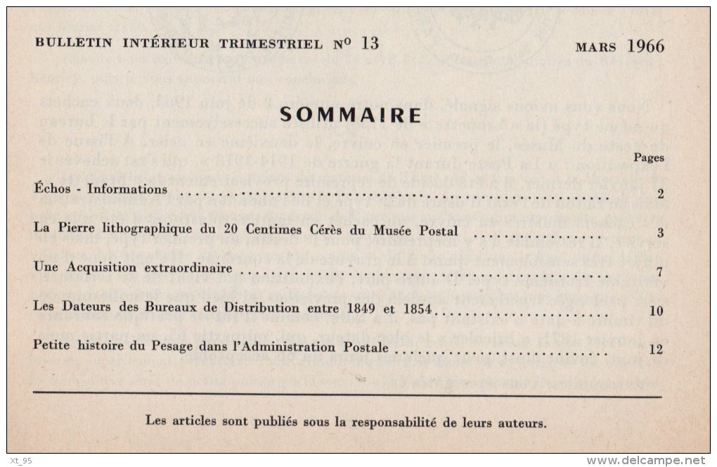 Bulletin De La Societe Des Amis Du Musee Postal - Anne 1966 - 4 Numeros - 13 à 16 - Altri & Non Classificati