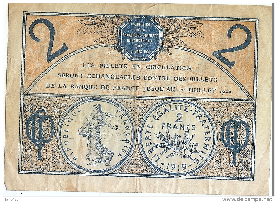 LBR20 - 3 BILLETS DE LA CHAMBRE DE COMMERCE DE PARIS DELIBERATION 10 MARS 1920 - Cámara De Comercio