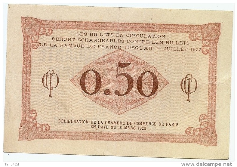 LBR20 - 3 BILLETS DE LA CHAMBRE DE COMMERCE DE PARIS DELIBERATION 10 MARS 1920 - Chambre De Commerce